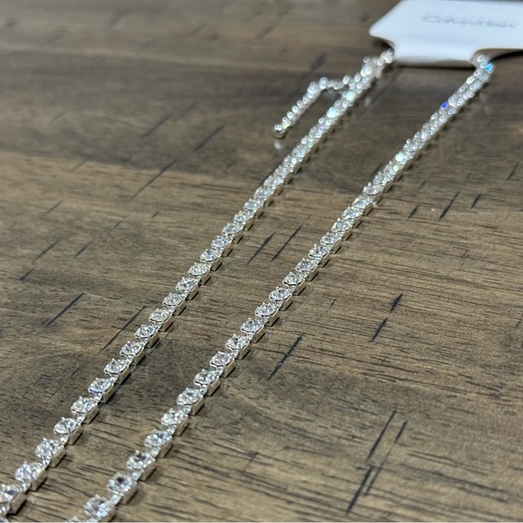 CK5. CALVIN KLEIN Rhinestone Drop Dangle Necklace 18” Chain 3” Extender NEW - Picture 3 of 3